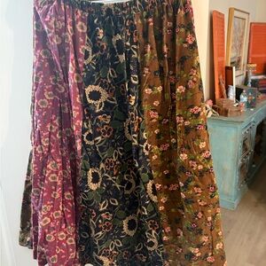 NATURAL LIFE Multicolor Floral Corduroy Skirt